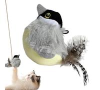 Iouyjiu Interactive Cat Toy, Indoor Bird Toy, Sound Kitten Toy, Realistic Chirping Sounds Colorful Feather Design, Multicolor Pack for Pets and Families, 3.94x3.94x3.94 Inches