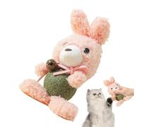 Iouyjiu Interactive Catnip Balls, Cartoon Bunny Catnip Toys for Indoor Cats, Plush Chew Toys with Bell, Cat Teething Toys for Fun and Exercise 5.71x3.15 Inches