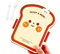 Iouyjiu Kids Lunch Box Container - Funny Portable Meal Case for School Travel | Food Grade PP with Leak Resistant Lid, Compartment Divider Design, Microwave Safe Storage with Spoon Fork Set