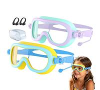 Iouyjiu Kids Swimming Goggles - Wide View Swim Glasses for Boys Girls Youth | UV Protective Lens with Leak Resistant Seal and Nose Clips, Water Sports Eyewear Perfect for Pool Beach Lake