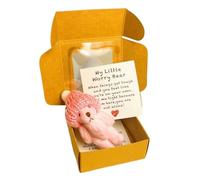 Iouyjiu Mini Bears, Handmade Stuffed Animal, Pocket-Sized Plush Toy with Inspirational Card, Gift Box Set, Perfect for Children Baby Shower Christmas Valentine’s Day, 7cm Brown White Pink Light Brown