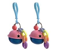 Iouyjiu Parakeet Bell Toy, Cockatiel Accessory, Colgando Bird Decoration, Colorful Cage Ornament, Large Swing with Bell, 2 Pack Set, Perfect for Aviaries and Indoor Display, 3,54 x 1,57 in