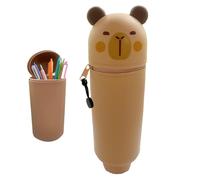 Iouyjiu Pen Holder for Desk, Capybara Telescopic Pencil Bag with Zipper Opening, Cute Standing Organizer for School Supplies Storage at Home Classroom Dorm for Kids Teens Students