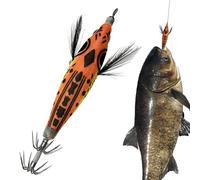 Iouyjiu Potera para Calamar | Vientre Realista Fosforescente con Anzuelo,Poteras De Calamar De Agua Salada | para Pesca De Lubinas, Truchas, Pulpos En Arroyos, Lagos, Ríos, Embalses Y Desde Las