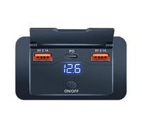 Iouyjiu Salida de puerto USB para , enchufe de cargador de coche de 76 W, panel de carga rápida de 3 puertos, adaptador de corriente de instalación sin perforación, estación de carga