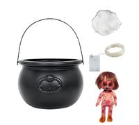 Iouyjiu Scary Cauldron Props, Sturdy Witch Cauldron, Black Halloween Cauldron, Witch Decor Ollas, Cauldron Ollas para Entrance Mesa, Fireplace, Oro Halloween Partes Setup