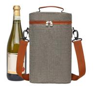 Iouyjiu Secure Bottle Wine Tote, Insulated Wine Carrier, Portable Wine Cooler Bag, Leakproof Wine Tote with Premium Insulated Design 8,27 x 3,94 x 13,39 pulgadas for Two Bottles (1 pieza), Gris, Se