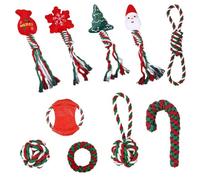 Iouyjiu Set of 10 Toys, Christmas Teeth Rope, Toy, Braided Rope Toy, Snowflakes Teeth Toys, Interactive Chew Toys, Teeth Cleaning Kit, Holiday Dog Toys, Fun Pet Accessories for Pets