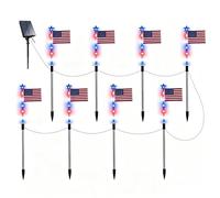 Iouyjiu Solar Pathway Lights Outdoor - Flag Design Garden Lamps for Patio Yard Decor | ABS Waterproof Housing Auto On Off LED System, Red White Blue Theme Lighting for Porch Deck Balcony Walkway