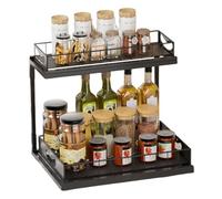 Iouyjiu Under Cabinet Pull out Shelves, 2-Tier Sliding Shelf Organizer, Space-Saving Pull out, Sliding Drawer for Kitchen, Bathroom, Laundry Room Storage, White Black
