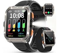 IOWODO Reloj Inteligente Hombre con GPS,1.91" Militar Smartwatch con Llamadas Bluetooth,20 Días Batería/2 Correas/Linterna LED/Brújula/100+ Modo Deporte/IP68,24h Pulsómetro/SpO2/Sueño para Android iOS