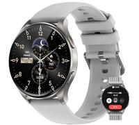 IOWODO Reloj Inteligente Hombre Mujer, Smartwatch Hombre 1.43" AMOLED con Llamadas Bluetooth, Monitor Cardíaco 24h, SpO2, Sueño,120 Modos, 2 Correas, IP68, para iOS/Android