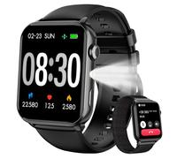 IOWODO Reloj Inteligente Hombre Mujer, Smartwatch Hombre con Linterna, 1.91" Reloj Inteligente con Llamadas, 2 Correas, Monitor Cardíaco 24h/SpO2/Sueño, IP68 Impermeable Smartwatch para Android iOS