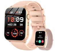 IOWODO Reloj Inteligente Hombre Mujer, Smartwatch Mujer con 2 Correas,1.91" Reloj Deporte con Funciún Llamadas y Whatsapp Mensajes Bluetooth,100 Modos Deporte para iOS Android Teléfono (Rosa)