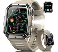IOWODO Reloj Inteligente Hombre, Smartwatch de 2.01" con Llamadas, 20 Días Batería, Linterna LED, Brújula, 123 Modos Deporte, Monitor Cardíaco 24h/SpO2/Estrés/Sueño, IP68, 2 Correas (iOS/Android)