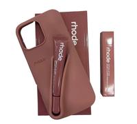 (IP14 Plus/15Plus, Milk tea colour) Silicone Lip Gloss Phone Case for iPhone Anti-Drop Matte 3D Protective Case