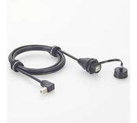 IP67 Waterproof USB 2.0 90 Degree Type-B Panel Mount Cable, Right Angle USB-B Male to Bulkhead USB-B Female, 20.8mm Cutout for Industrial Printing