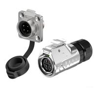 Ip68 impermeable conector de aviación macho hembra instalación de brida diseño de bloqueo rápido para control industrial Iluminación Led Plásticos de ingeniería de alto rendimiento negro (EW-LP16-4P)