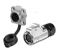 Ip68 impermeable conector de aviación macho hembra instalación de brida diseño de bloqueo rápido para control industrial Iluminación Led Plásticos de ingeniería de alto rendimiento negro (EW-LP16-7P)