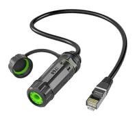 IP68 Waterproof M20 RJ45 Shielded CAT6A Female Panel Mount Socket Network Ethernet Adapter Extension Cable with Cable Hwy