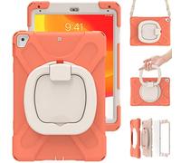 iPad 9.7 Pulgadas 2018 / 2017 & iPad Pro 9.7 Pulgadas 2016 Funda, Carcasa Rugosa con Soporte de Rotación de 360° y Correa de Hombro, Funda Antichoque para iPad 9.7 Pulgadas 2018 / 2017 (Naranja)