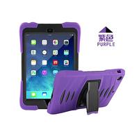 iPad Mini1/2/3 caso, 3 en 1 [a prueba de golpes] híbrida de alto impacto resistente al Armor Defender carcasa de silicona caso para Apple iPad mini1/ mini2/ Mini3 (Morado)