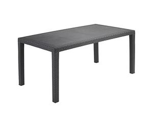 IPAE Mesa Resina Rattan Joker Antracita 138x78x72 (Alt) cm, Gris, Grande