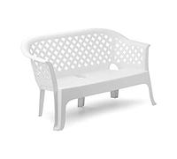 Ipae-Progarden Banco monobloque apilable, Made in Italy, 134 x 72 x 76 cm, Color Blanco