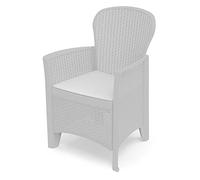 Ipae-Progarden Folia Efecto ratán sillón, plástico, Blanco, 59 x 57 x 89 cm