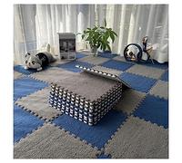 IPAGSEFWE Alfombra de Felpa para Gatear, Paquete de 10 baldosas Alfombra entrelazadas for Juegos Rompecabezas y sensorial, Multicolor, 30 x 1 cm(Gris+Bleu Marine)