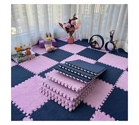 IPAGSEFWE Alfombra de Felpa para Gatear, Paquete de 10 baldosas Alfombra entrelazadas for Juegos Rompecabezas y sensorial, Multicolor, 30 x 1 cm(Violet Clair+Bleu Marine)