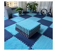 IPAGSEFWE Alfombra de Felpa para Gatear, Paquete de 10 baldosas Alfombra entrelazadas for Juegos Rompecabezas y sensorial, Multicolor, 30 x 1 cm(Bleu+Bleu Marine)