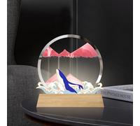 IPAGSEFWE Art du sable en mouvement, Lámpara de mesa con arena en movimiento, luz 3 colores cambiantes, redonda, cristal, 18 cm, multicolor(Pink)