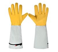 IPAGSEFWE Guantes de jardinería, Guantes largos de cuero for jardinería, guantelete for podar rosas, a prueba espinas, amarillo, gris, SML XL(S)