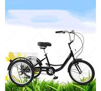 IPAGSEFWE Triciclo para Adultos, 20 Inch Adult 3 Wheel Tricycle with Shopping Basket High Carbon Steel Frame Black