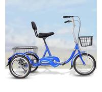 IPAGSEFWE Triciclo para Adultos, Adult 16 Inches 3 Wheel Cargo Tricycle with Rear Basket Multicolor(Blue)