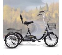 IPAGSEFWE Triciclo para Adultos, Adult 16 Inches 3 Wheel Cargo Tricycle with Rear Basket Multicolor(Black)