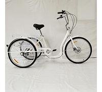IPAGSEFWE Triciclo para Adultos, Adult 3 Wheel Bike 6 Speed with Shopping Basket Black and White(White)