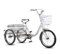 IPAGSEFWE Triciclo para Adultos, Adult and Elderly Cargo Tricycle 20 Inches 3 Wheel with Rear Basket Multicolor(Silver)