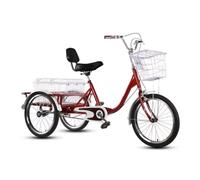 IPAGSEFWE Triciclo para Adultos, Adult and Elderly Cargo Tricycle 20 Inches 3 Wheel with Rear Basket Multicolor(Red)