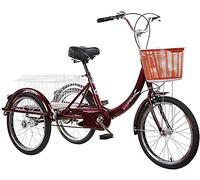 IPAGSEFWE Triciclo para Adultos, Adult Tricycle 3 Wheel Bike 20 Inches Single Speed with Basket Multicolor