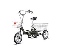 IPAGSEFWE Triciclo para Adultos, Adult Tricycle with Adjustable Handlebars Rear Shopping Basket 3-Wheel Bike Orange & Dark Green(Dark Green)