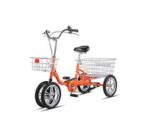IPAGSEFWE Triciclo para Adultos, Adult Tricycle with Adjustable Handlebars Rear Shopping Basket 3-Wheel Bike Orange & Dark Green(Orange)