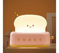 Ipalmay Linda lámpara LED de noche de pan tostado, creativa luz nocturna recargable por USB, temporizador y lámpara de dormir regulable para mesita de noche, decoración de escritorio para niños