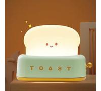 ipalmay Linda luz nocturna LED de pan, lámpara de noche recargable por USB, luz nocturna para el hogar, lámpara de noche para dormir, decoración de escritorio para niños, tostada verde