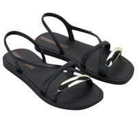 Ipanema Glam Ring Sandalias de Goma para Mujer, Negro y dorado., 37 EU