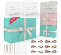 iPassion Juego de caja de regalo, regalos para damas de honor para boda (paquete de 3 unidades, azul turquesa), propuesta de dama de honor, cajas magnéticas con tapas, juego grande para novia, 13.5 x