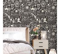 iPaste Papel tapiz mágico de fantasía negra de 17.5 x 80 pulgadas, Alquimia, Magia, Brujería, Misticismo, fácil de despegar