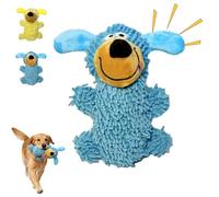 Ipawsplus Squeaky Dog Plush Toy, Squeaky Soft Dog Toys, Chenille Noodle Crinkly Chew Dog Toy, Interactive Pet Plush Toys for Small Medium Large Dogs Interactive Play Fun (Blue)