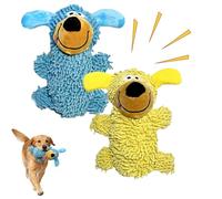 Ipawsplus Squeaky Dog Plush Toy, Squeaky Soft Dog Toys, Chenille Noodle Crinkly Chew Dog Toy, Interactive Pet Plush Toys for Small Medium Large Dogs Interactive Play Fun (Yellow+Blue)
